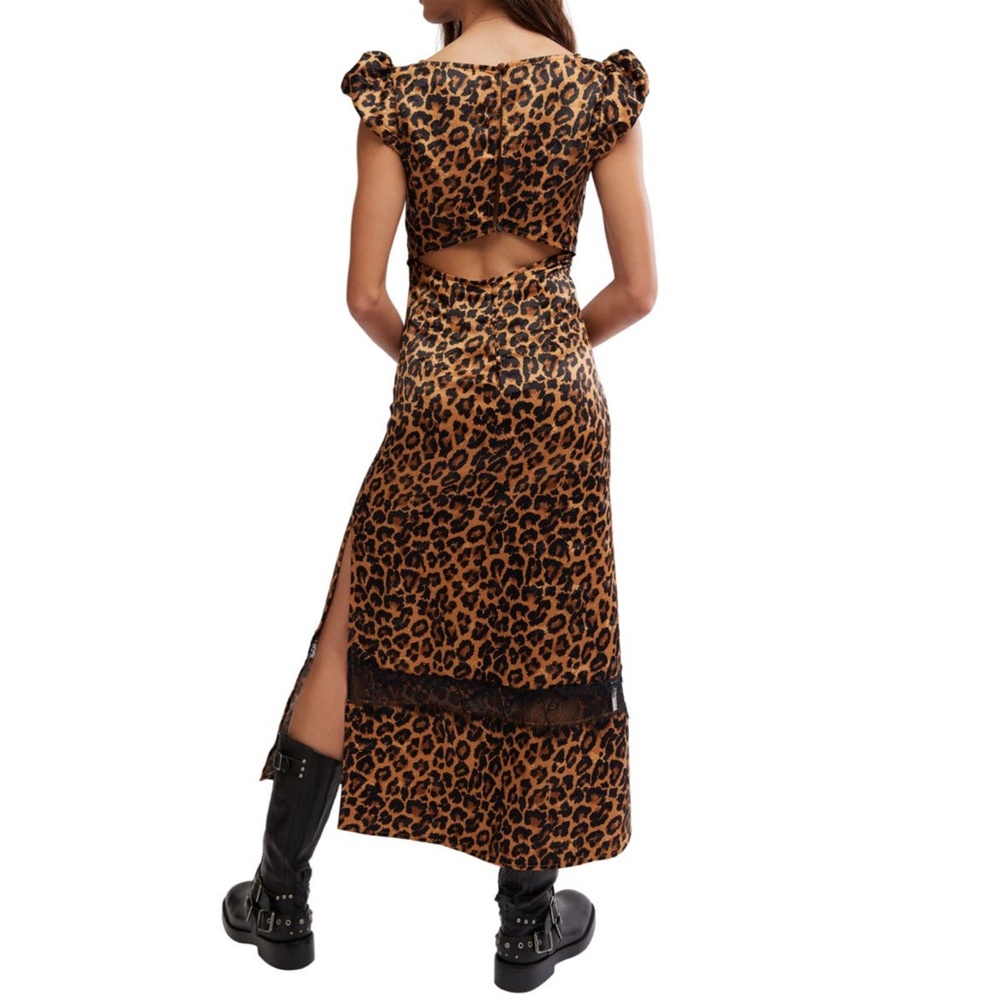 NEW FREE PEOPLE Leopard ANIMAL Print Foolish Heart LACE TRIM Satin SLIP DRESS XL - Picture 16 of 16